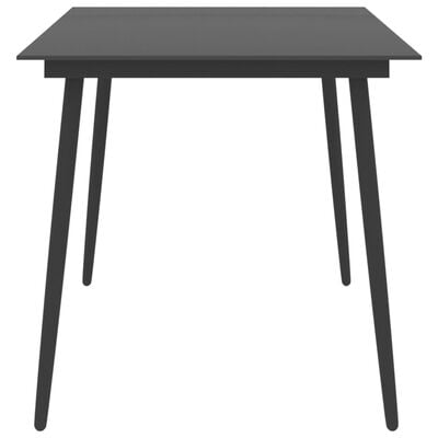 vidaXL Sodo valgomojo stalas, juodas, 150x90x74cm, plienas ir stiklas