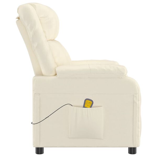 vidaXL Masažinis krėslas, kreminės spalvos, dirbtinė oda