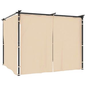vidaXL Pavėsinė su užuolaidomis, kreminės spalvos, 3x3m, plienas