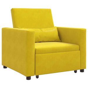 vidaXL I&scaron;traukiamas sofa-lova vienvietis Geltona Aksomas