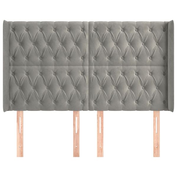 vidaXL Galvūgalis su auselėmis, pilkas, 163x16x118/128 cm, aksomas