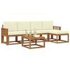 vidaXL Lauko sofos komplektas su pagalve 6 pcs Natūralus ir grietinėlė