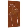 vidaXL Sodo sienos dekoracija, 105x55cm, corten plienas, gėlių dizaino