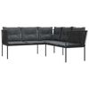 vidaXL Sodo sofa su pagalvėlėmis, juoda, plienas/tekstilenas