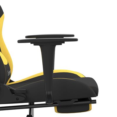 vidaXL Žaidimų kėdė su pakoja, juodos ir geltonos spalvos, audinys