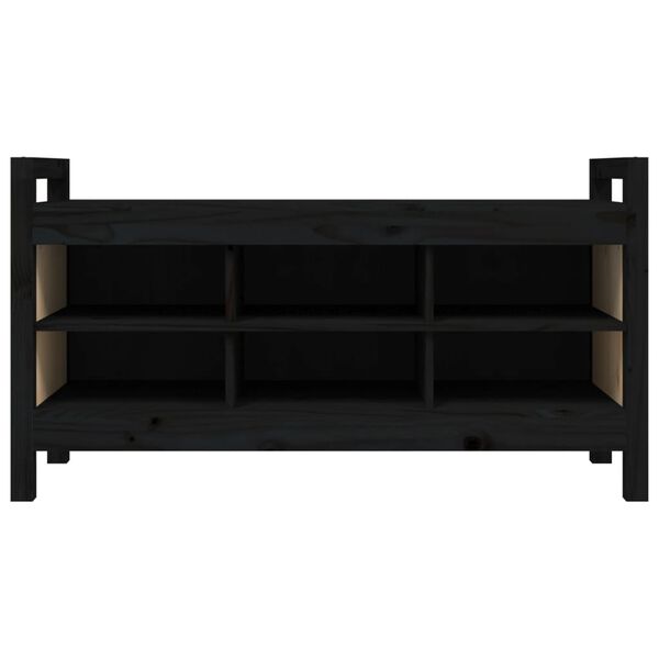 vidaXL Koridoriaus suoliukas, juodas, 110x40x60cm, pušies masyvas