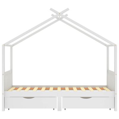 vidaXL Vaikiškos lovos rėmas su stalčiais, baltas, 90x200cm, pušis