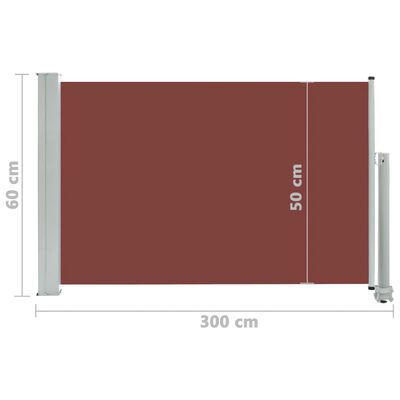 vidaXL Ištraukiama šoninė kiemo pertvara, rudos spalvos, 60x300cm