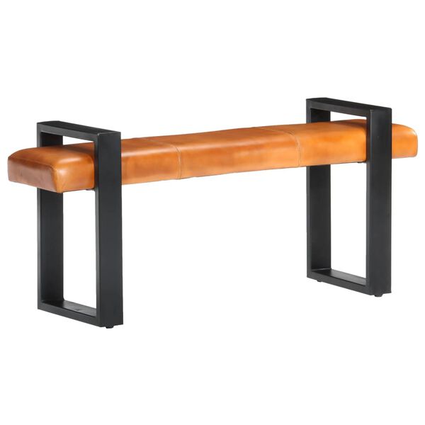 vidaXL Suoliukas, juodos ir rudos spalvos, 120cm, tikra ožkos oda