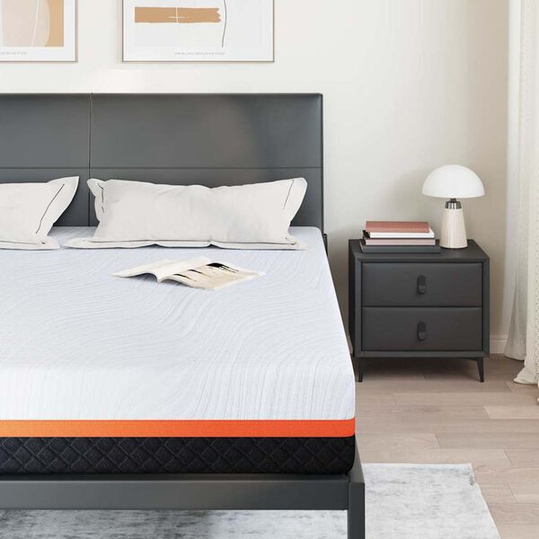 vidaXL Čiužinys Balta ir pilka 200 x 200 cm Atminties putos