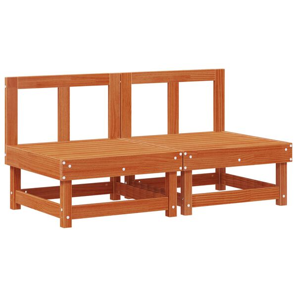 vidaXL Sodo vidurinė sofa Tvirtas pu&scaron;ies medis Va&scaron;ko Ruda