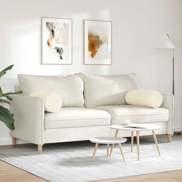 vidaXL Pagalvės 2 pcs Kreminė Ø 25 x 70 cm Kordūrinis audinys