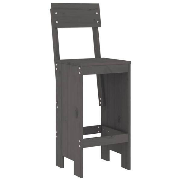 vidaXL Sodo baro baldų komplektas, 3 dalių, pilkas, pušies masyvas