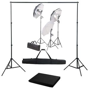 vidaXL Fotostudijos komplektas su ap&scaron;vietimo rinkiniu ir fonu