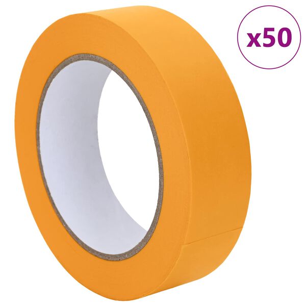 vidaXL Dažytojo maskavimo juostos 50 pcs Geltona 30mm x 50m Popierius