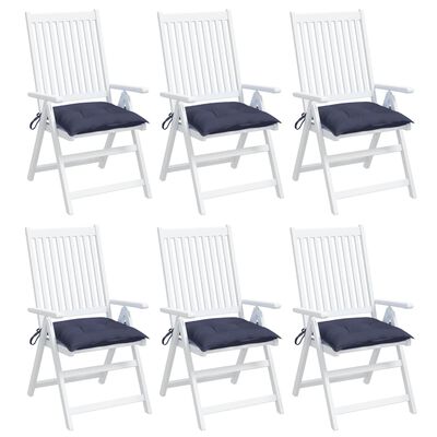 vidaXL Kėdės pagalvėlės, 6vnt., tamsiai mėlynos, 40x40x7cm, audinys