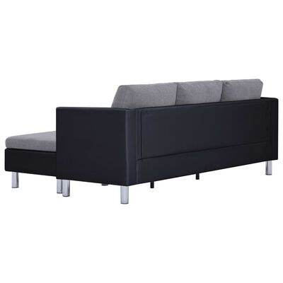 vidaXL Trivietė sofa su pagalvėlėmis, juodos sp., dirbtinė oda