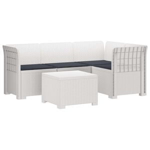 vidaXL 4 Vietų Sodo Sofa su Pagalvėlėmis Ratanų Imitacija PP Balta