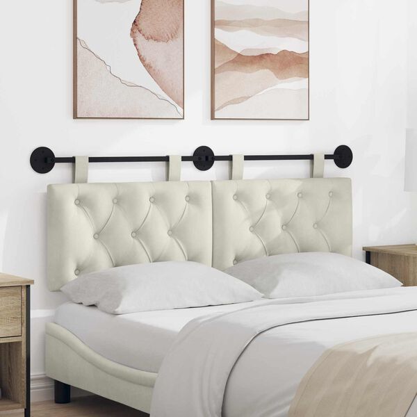 vidaXL Kabantysis galvūgalis Kreminė 150 x 55 x 7 cm Aksomas