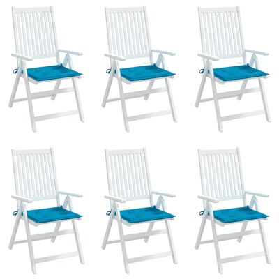 vidaXL Sodo kėdės pagalvėlės, 6vnt., mėlynos, 40x40x3cm, audinys