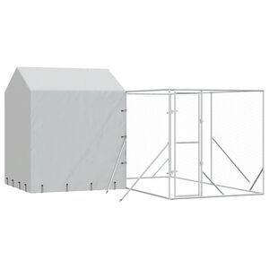 vidaXL Lauko voljeras &scaron;unims su stogu, sidabrinis, 4x4x2,5m, plienas