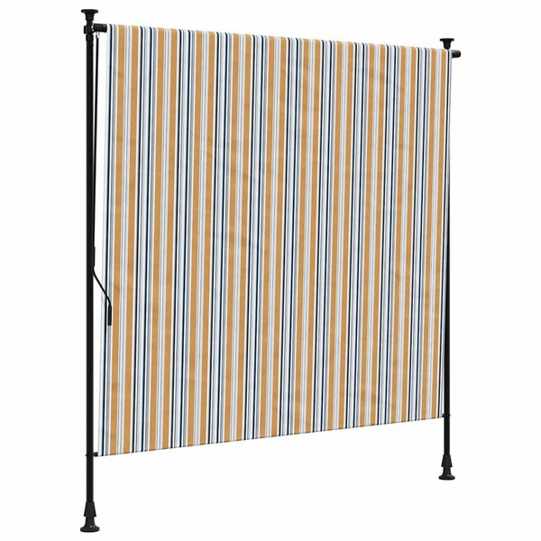vidaXL Lauko roletas, geltonas/baltas, 150x270cm, audinys ir plienas