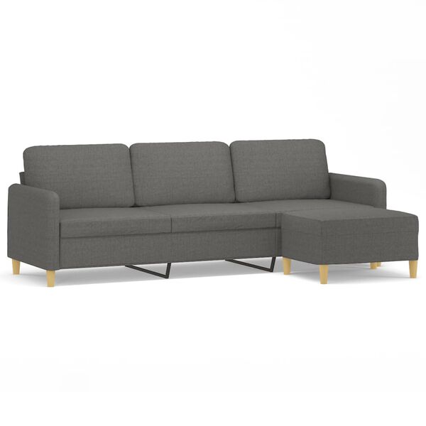 vidaXL Trivietė sofa su pakoja, tamsiai pilkos spalvos, 210cm, audinys