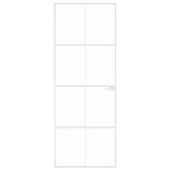 vidaXL Vidaus durys, baltos, 76x201,5cm, grūdintas stiklas/aliuminis