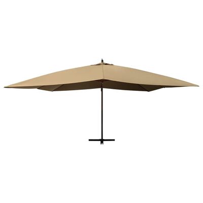 vidaXL Gembinis skėtis su mediniu stulpu, taupe spalvos, 400x300cm
