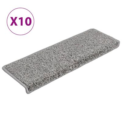 vidaXL Laiptų kilimėliai, 10vnt., pilkos spalvos, 65x21x4cm