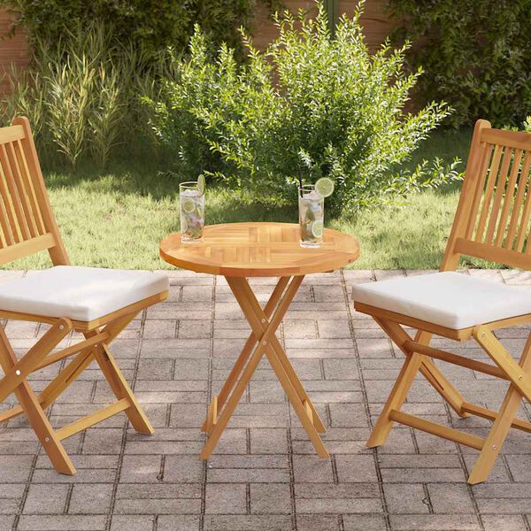 vidaXL Stalvir&scaron;is, 60cm, tikmedžio medienos masyvas, apskritas, 2,5cm