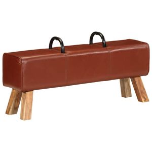 vidaXL Gimnastikos arklys, rudos spalvos, 110cm, tikra oda