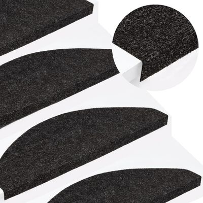 vidaXL Lipnūs laiptų kilimėliai, 15vnt., antracito, 65x22,5x3,5cm