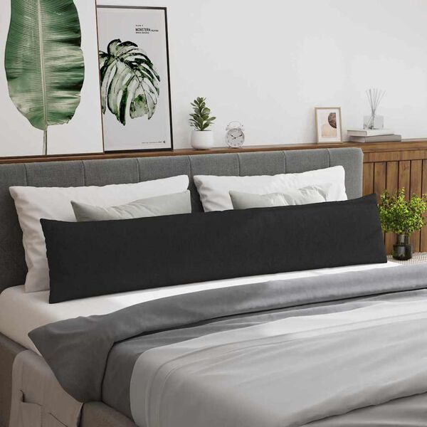 vidaXL Sofa Pagalvės 2 pcs Juoda 200 x 40 cm audinys