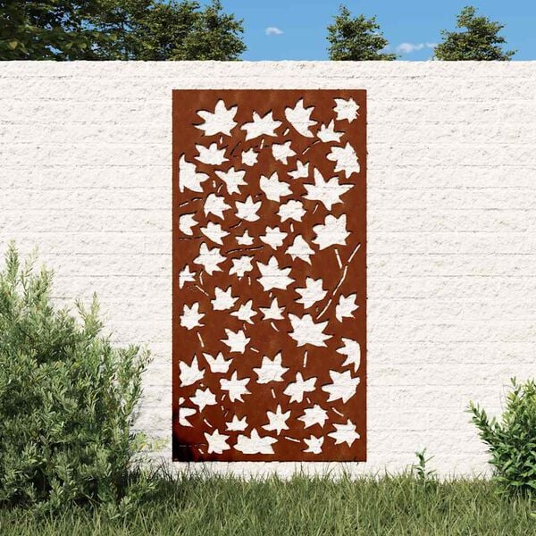 vidaXL Sodo sienos dekoracija, 105x55cm, corten plienas, klevo lapai