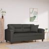 vidaXL Dvivietė sofa su pagalvėmis, tamsiai pilka, 140cm, audinys