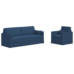 vidaXL Sofos komplektas 2 pcs Mėlyna 198 x 78 x 80 cm audinys