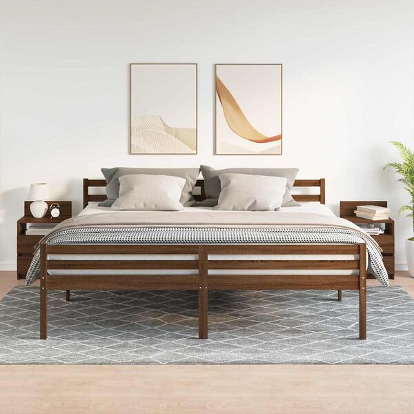 vidaXL Naktinės spintelės su 2 stalčiais, 2vnt., ruda, 40x33x60cm