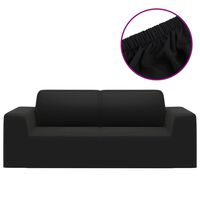 vidaXL Dvivietės sofos užvalkalas, juodas, džersio poliesteris