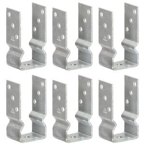 vidaXL Tvoros stulpai, 6vnt., sidabrinės spalvos, 7x6x15cm, plienas