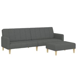 vidaXL Dvivietė sofa-lova su pakoja, tamsiai pilkos spalvos, audinys