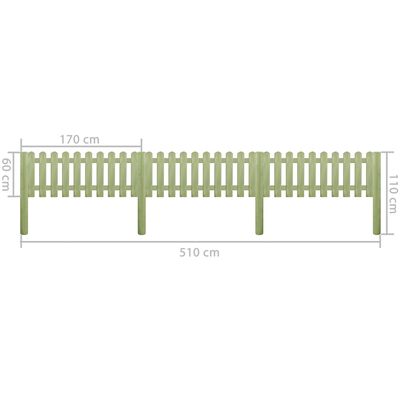 vidaXL Apsauginė tvora, 5,1m, 110cm, 6/9cm, impregnuota pušies mediena
