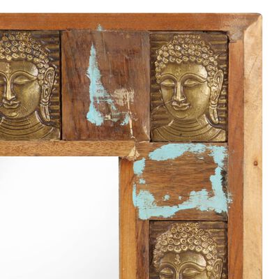vidaXL Veidrodis su Budos galvomis, 110x50cm, perdirbta mediena