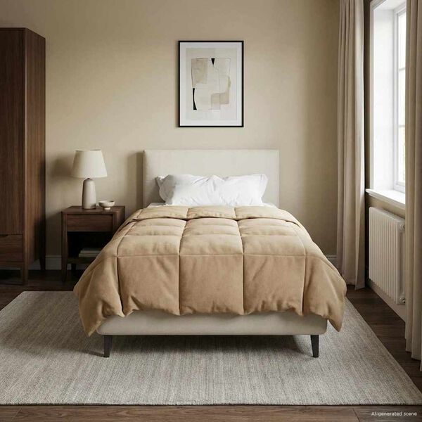 vidaXL Žiemos antklodė Tamsiai mėlyna 140 x 220 cm Mikropluo&scaron;tas