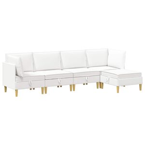 vidaXL Modulinė sofa su laikymo vieta 5 pcs Balta Audinys