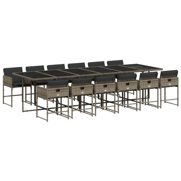 vidaXL Sodo komplektas su pagalvėlėmis, 13 dalių, pilkas, poliratanas