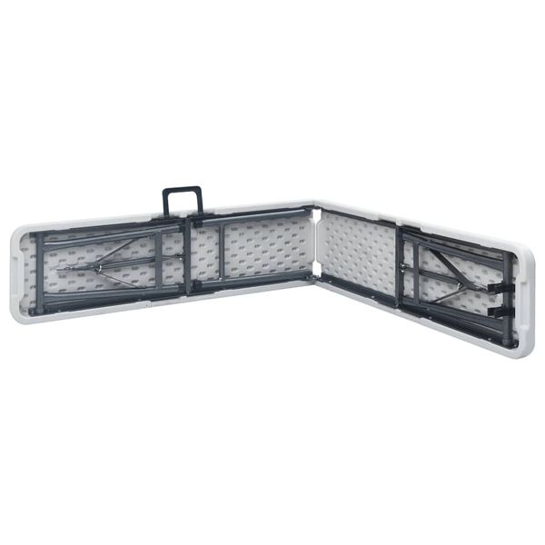 vidaXL Sulankstomi sodo suoliukai, 2vnt., baltos spalvos, 180cm, HDPE