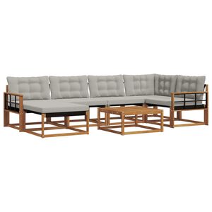 vidaXL Lauko sofos komplektas 7 pcs Natūrali ir &scaron;viesiai pilka