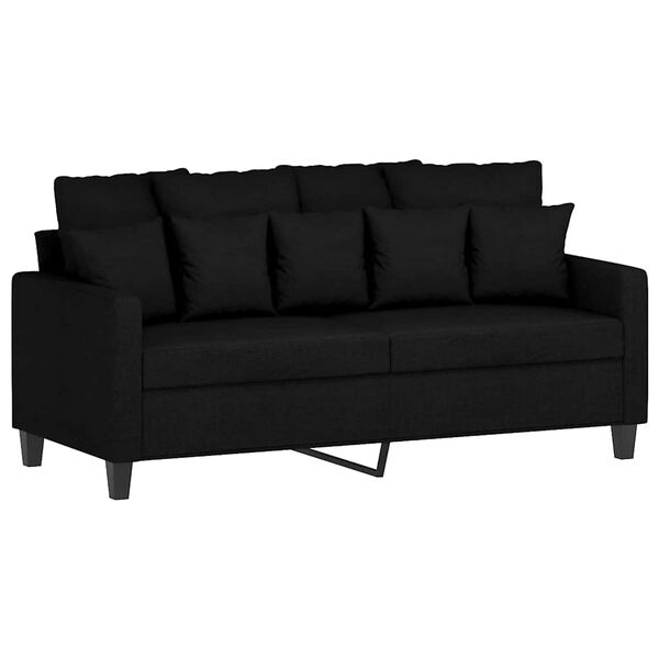 vidaXL Dvivietė sofa, juodos spalvos, 140cm, audinys