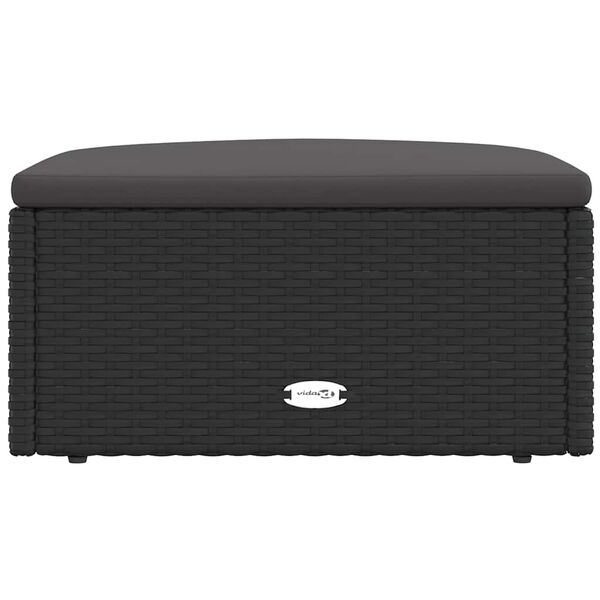 vidaXL Sodo pakoja su pagalvėle, juodos spalvos, poliratanas